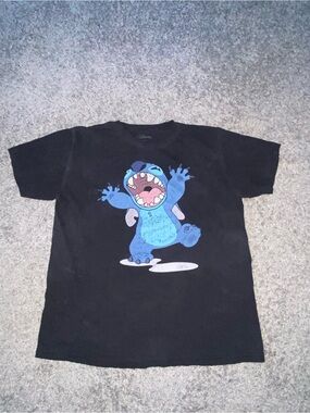Disney Black Tee with Blue Stitch Graphic